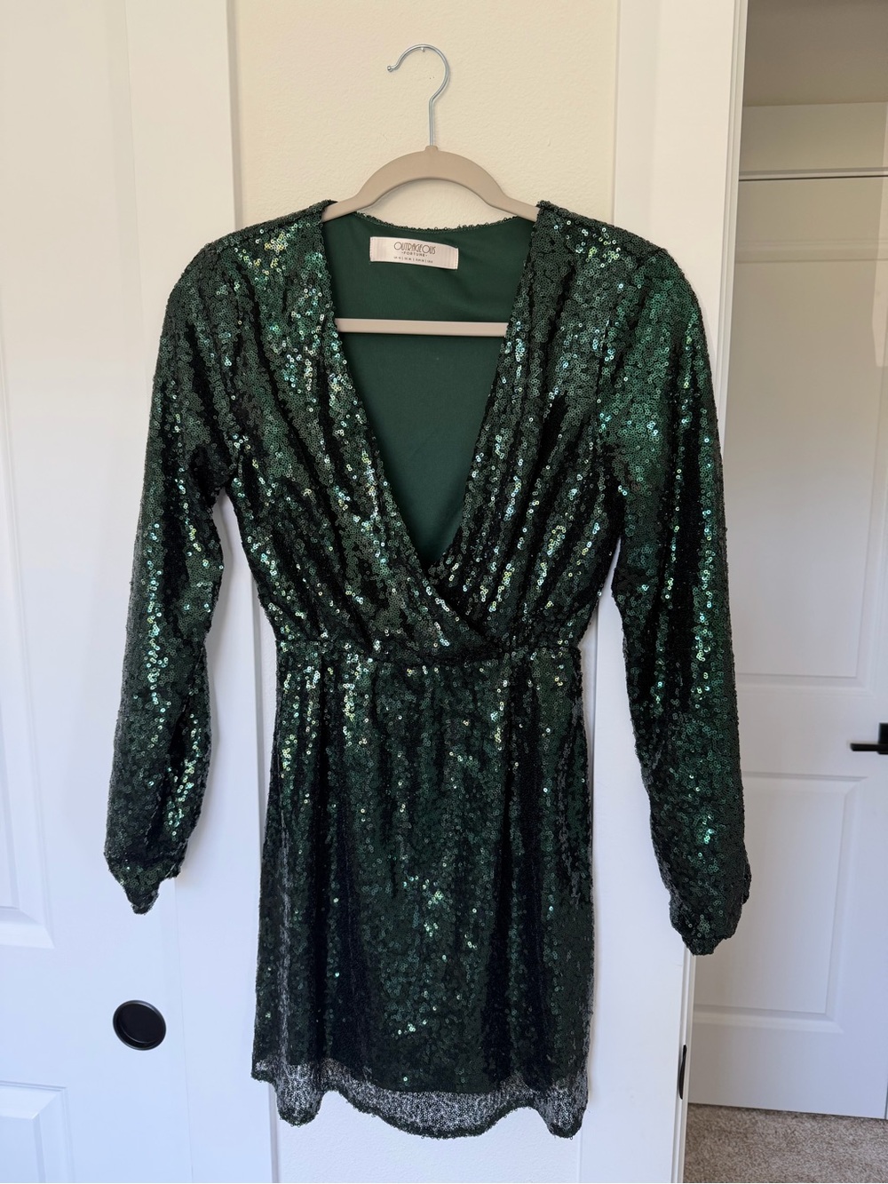Outrageous Fortune Green Sequin Mini Dress